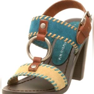 CHINESE LAUNDRY Women's Golden Bohemian Suede Blue/Tan Slingback Heels Size 10